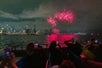 Guests taking photos of the fireworks on the 3D Fireworks Cruise in Chicago Illinois.