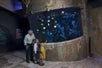A man and kids at Shipwreck Cove in the Aquarium at the Boardwalk in Branson, Missouri.