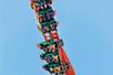 People riding the Tigris roller coaster on a sunny day at Busch Gardens Tampa in Tampa, Florida.