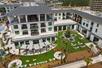 Aerial view looking over the court yard and lounge area at the Embassy Suites By Hilton Panama City Beach Resort.