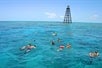 Several tour participants snorkeling in the clear water with Fury Water Adventure in Key West, Florida.