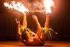 Samoan fire dance finale in at Gilligans' Island Luau in Kihei on the Island of Maui