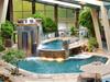 Dual-level indoor pools and waterfalls at Glenstone Lodge in Gatlinburg, Tennessee.