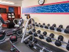 Fitness facilities including free weights.
