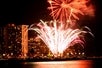 Fireworks above the beautiful Waikiki skyline