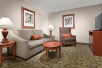 Living area with sofa bed and flat-screen TV at Hilton Garden Inn Philadelphia Center City, Philadelphia, PA.