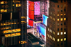 View of the city from a higher floor guest room at Hilton Times Square.