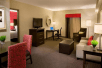 Seating area, sofa bed, flat-screen TV at Homewood Suites by Hilton Toronto Vaughan, ON.
