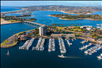 Aerial view of the resort and Mission Bay.