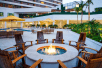Outdoor fire pit and furniture at Irvine Marriott, CA.