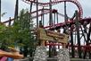 Guests riding the Thunderhawk at Michigan's Adventure in Grand Rapids, Michigan.