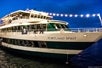 The Portland Spirit cruise ship at night with all of the lights lit up on the Dinner Cruise on Portland Spirit, Portland, Oregon.