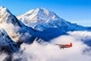 A wide view of the plane flying over Denali in Talkeetna, Alaska.