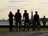 Guests at the Hudson River on The New York City Highlights Bike Tour in NYC