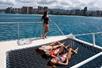 Basking in the sun in a catamaran yacht at Turtle Canyon reef