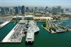 The USS Midway and the Embarcadaro in San Diego, CA>