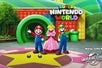 An animated entrance to Super Nintendo World with iconic characters extending a warm welcome.