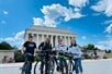 Unlimited Biking renters stopping in front of Lincoln Memorial in Washington DC