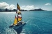 The Catamaran sailboat taken to see whales on the Waikiki Whale Watch with Hawaii Nautical in Hawaii USA.