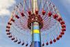 The SteelHawk thrill ride at Worlds of Fun amusement park in Kansas City, Missouri.