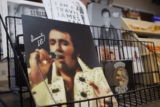 An Elvis record on display at the A Salute to Elvis tribute show in Pigeon Forge, Tennessee.