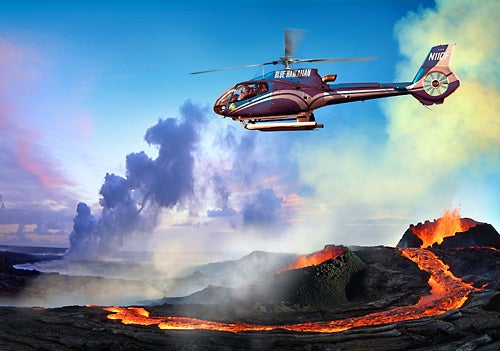 A Blue Hawaiian Eco-Star explores Hawaii Volcanoes National Park and the Pu'u O'u vent.