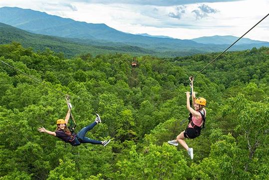 Zip side-by-side with friends and family! - CLIMB Works Smoky Mountains in Gatlinburg, TN