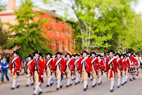 Guards in parade at Colonial Williamsburg in Williamsburg, Virginia