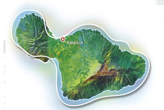Route map of the Complete Island Maui Helicopter Tour.