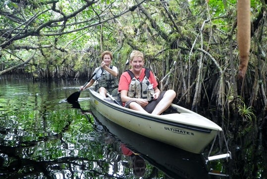 Paddling through the water in Chokoloskee Island, Florida.