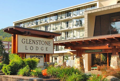 Exterior and guest entrance at Glenstone Lodge in Gatlinburg, Tennessee.