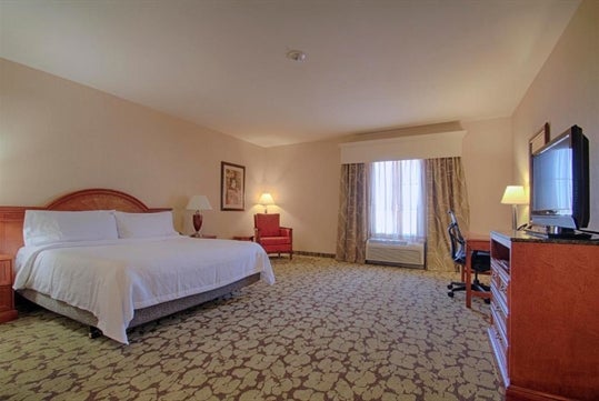 1 King bed, flat-screen TV, work desk at Hilton Garden Inn Las Vegas Strip South, NV.