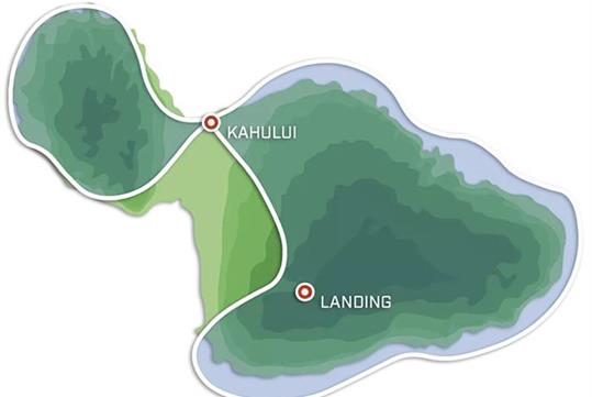 Route map of the Maui Spectacular Helicopter Tour with Remote Landing