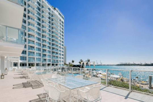 Beach view at Mondrian South Beach, FL.