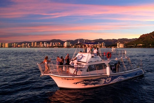 Take in the glow of Diamond head at golden hour and the magic of the Honolulu city lights on the Ocean and You Tour!