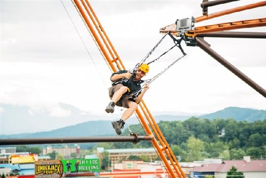 The Flying Ox - the first-of-its-kind zipline/coaster experience at Paula Deen's Lumberjack Adventure Park in Pigeon Forge, Tennessee!