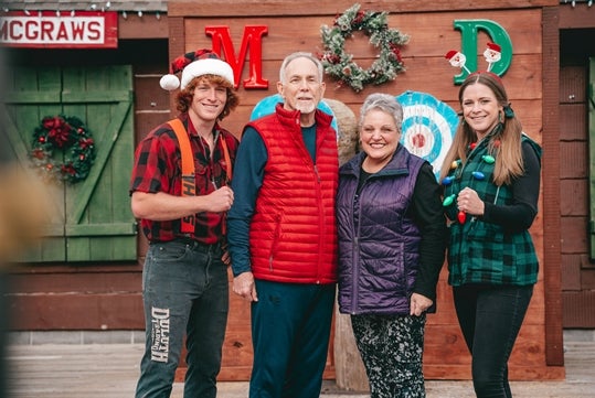 Cast and guests at Lumberjack Feud Christmas