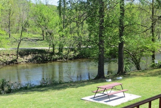 Picnic table near the river.