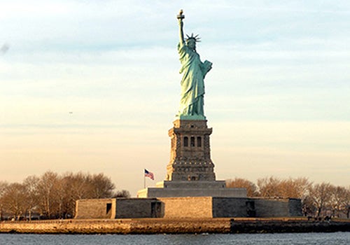 Statue of Liberty and Ellis Island in New York, New York