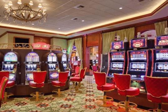 Slot machines inside the on-site casino.