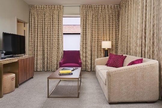 Seating area inside a suite room.