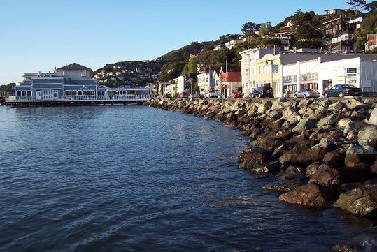 Sausalito's shoreline on the 3-in-1: Muir Woods, Sausalito & Half Day in Wine Country, San Francisco California, USA.