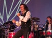 Keith Allynn wears black and white while performing in Branson, MO