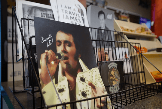 An Elvis record on display at the A Salute to Elvis tribute show in Pigeon Forge, Tennessee.