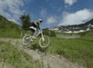 Mountain biker in the slopes near the resort.