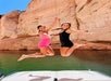 Teenagers doing jumpshot with the Antelope Canyon background
