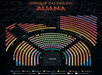 Seating chart for Cirque du Soleil's "Kauna" with various sections and color-coded categories, including front row, premier, and ADA options, surrounding the stage.
