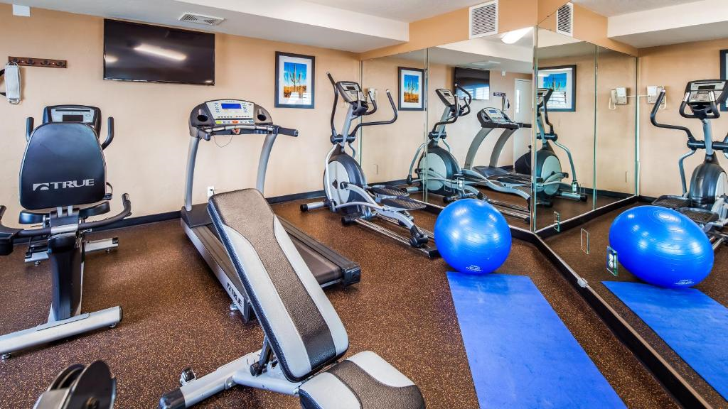 The fitness center offers a variety of cardio equipment for guests.