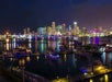 Stunning views of the illuminated downtown Miami skyline.