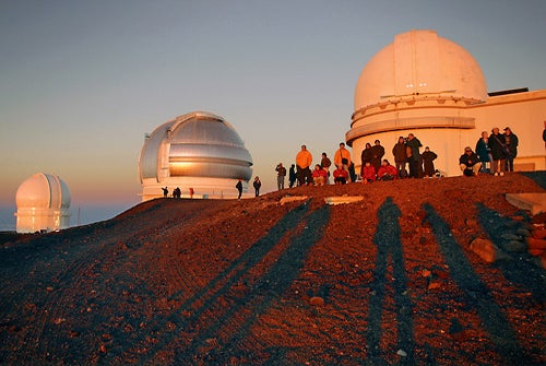 Observatories at Mauna Kea Summit at Sunset